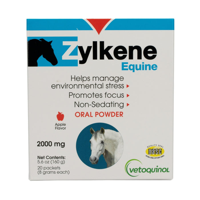 Vetoquinol Zylkene Equine Calming Supplement for Horses, Apple Flavor Powder, 2000 mg, 20 Count - T6R1 - 2000mg - Apple - 20pk - 1