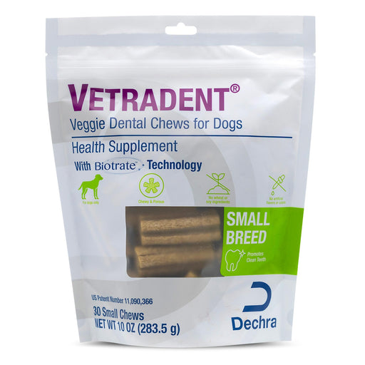 Vetradent Veggie Dental Chews for Dogs – Plaque & Tartar Control, Fresh Breath, Daily Oral Care Treats - DECD2 - Small (5 - 20 lbs) - 30 ct - 1
