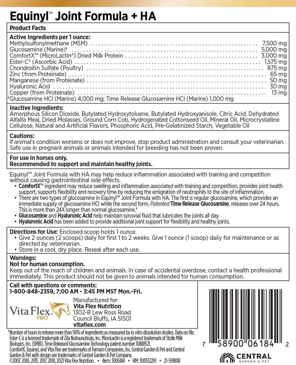 Vita Flex Pro Equinyl Joint Formula + Hyaluronic Acid, 3.75 lbs — Jeffers