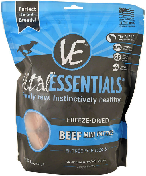 Vital Essentials Freeze - Dried Beef Mini Patties Dog Food, 1 lb - Jeffers - Dog Supplies > Dog Food > Dry Dog Food