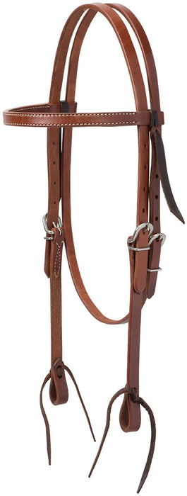 Weather Turquoise Cross Skirting Leather Browband Horse Headstall - Medium Brown  