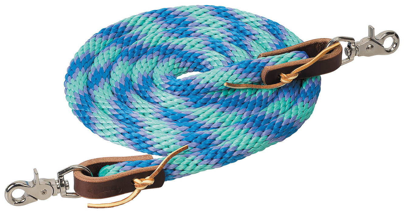 Weaver Poly Roper Reins, 5/8" x 8' - Blue/Lilac/Mint  