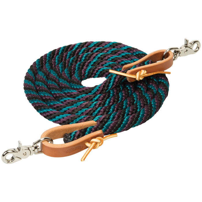 Weaver Poly Roper Reins, 5/8" x 8' - Md.Sky/WldFl/SprcRdg  