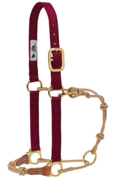 Weaver Horseman's Halter - Burgundy/Tan Large 