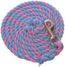 Weaver Colored Cotton Lead Ropes with Solid Brass Snap, 10' L - Pink/Blue  