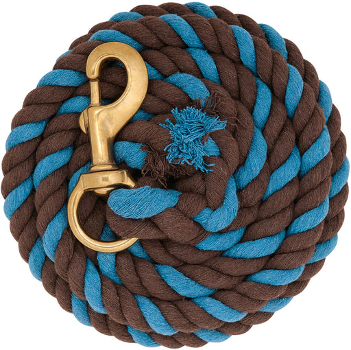 Weaver Colored Cotton Lead Ropes with Solid Brass Snap, 10' L - Chocolate/Hurricane  