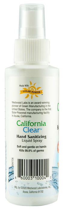 California Clear Liquid Hand Sanitizer Spray - 4 oz California Clear Hand Sanitizer Liquid Spray  