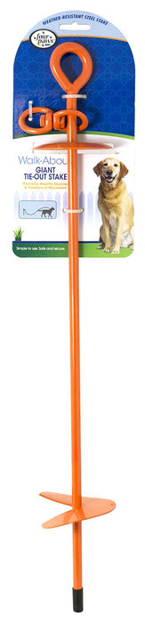 Walk - About Dog Tie Out Stake, Orange, 28' - Jeffers - Animal & Pet Supplies > Pet Containment Systems