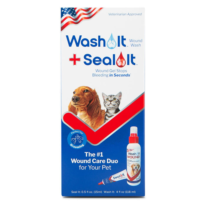 Wash It Pet Wound Wash and Seal It Pet Wound Gel Combination Pack - SIAD - .5oz and 4oz - 2