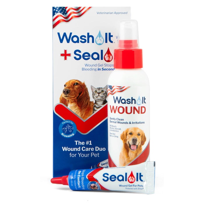Wash It Pet Wound Wash and Seal It Pet Wound Gel Combination Pack - SIAD - .5oz and 4oz - 1