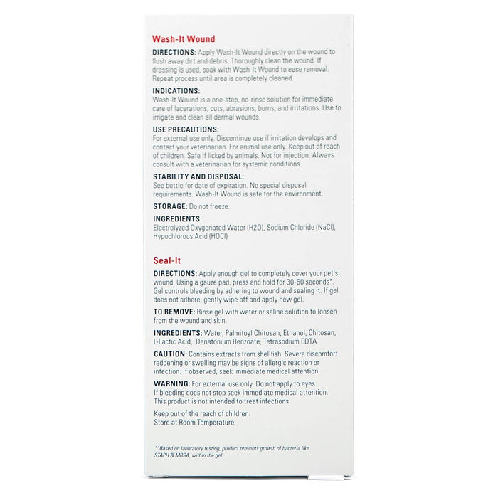 Wash It Pet Wound Wash and Seal It Pet Wound Gel Combination Pack - SIAD - .5oz and 4oz - 5