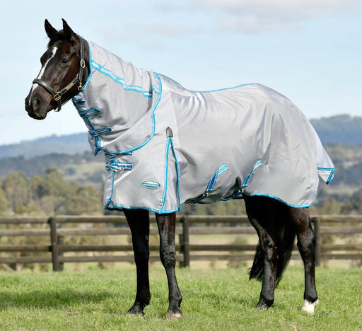 WeatherBeeta ComFITec Hexi Shield Combo Neck Fly Sheet - 0V6CP - Silver - 66" - 1