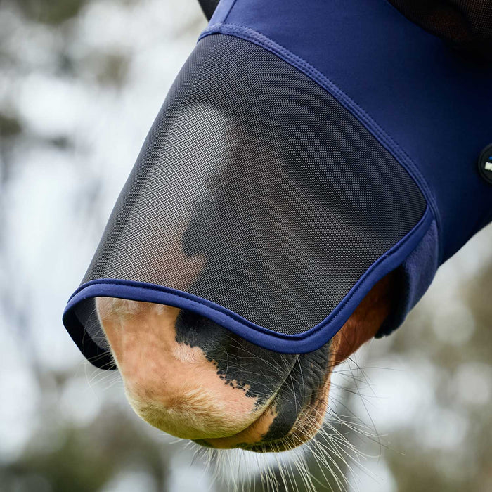WeatherBeeta ComFITec Luxe Stretch Fly Mask with Ears & Nose, Navy - KOBBQ - Navy - Medium - 3
