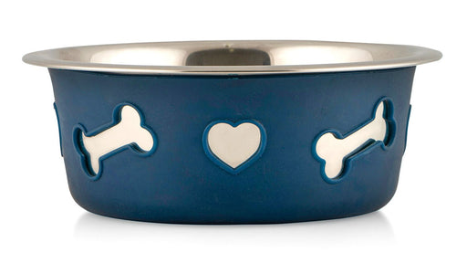 WeatherBeeta Non - Slip Stainless Steel Silicone Dog Bowl, 6', Blue - Jeffers - Animal & Pet Supplies > Pet Bowls, Feeders & Waterers