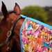WeatherBeeta Saxon Combo Neck Mesh Horse Fly Sheet with Belly Wrap - KOBB9 - Technicolor Horse Print - 66" - 2