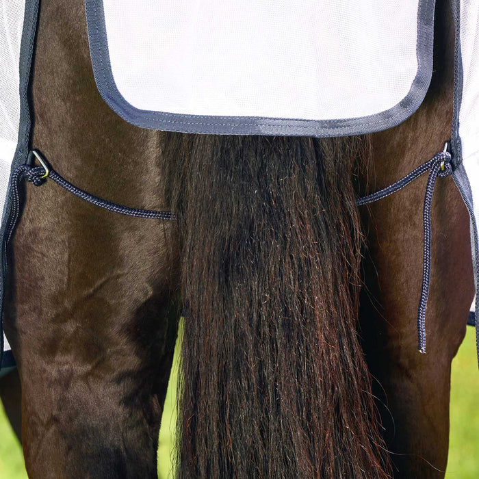 WeatherBeeta Saxon Combo Neck Mesh Horse Fly Sheet with Belly Wrap - KOBBG - White / Navy - 66" - 14
