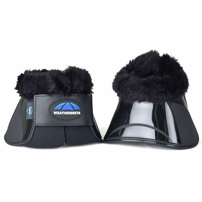 WeatherBeeta Tough - Tec Impact Fleece Trim Bell Boots for Horses - KOAEV - Black/Black - Medium - 2 ct - 1