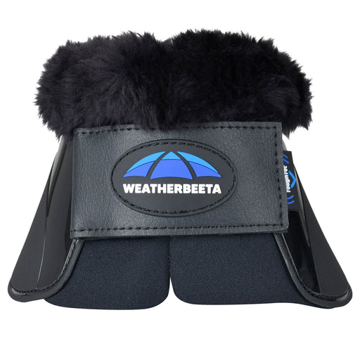 WeatherBeeta Tough - Tec Impact Fleece Trim Bell Boots for Horses - KOAEV - Black/Black - Medium - 2 ct - 2