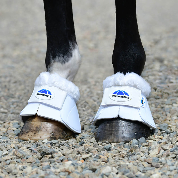 WeatherBeeta Tough - Tec Impact Fleece Trim Bell Boots for Horses - KOAEX - White/White - Medium - 2 ct - 9