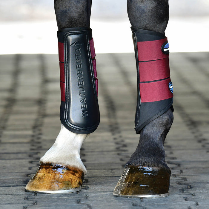 WeatherBeeta Tough - Tec Prime Brushing Boots for Horses, 2 ct - KOAA8 - Black/Burgundy - Small - 2 ct - 11