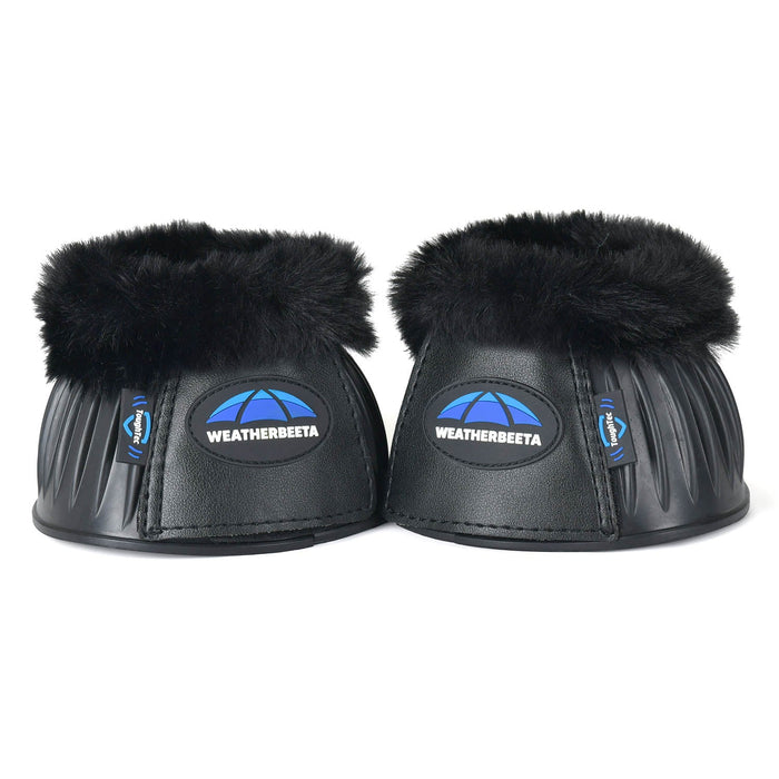 WeatherBeeta Tough - Tec Prime Fleece Trim Rubber Bell Boots for Horses - KOADZ - Black/Black - Small - 2 ct - 6