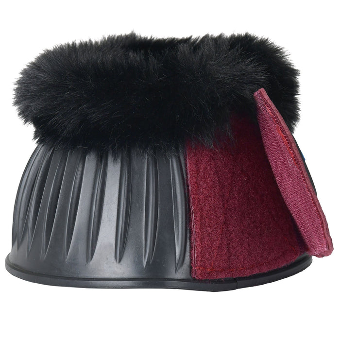WeatherBeeta Tough - Tec Prime Fleece Trim Rubber Bell Boots for Horses - KOAE6 - Black/Burgundy - Small - 2 ct - 17
