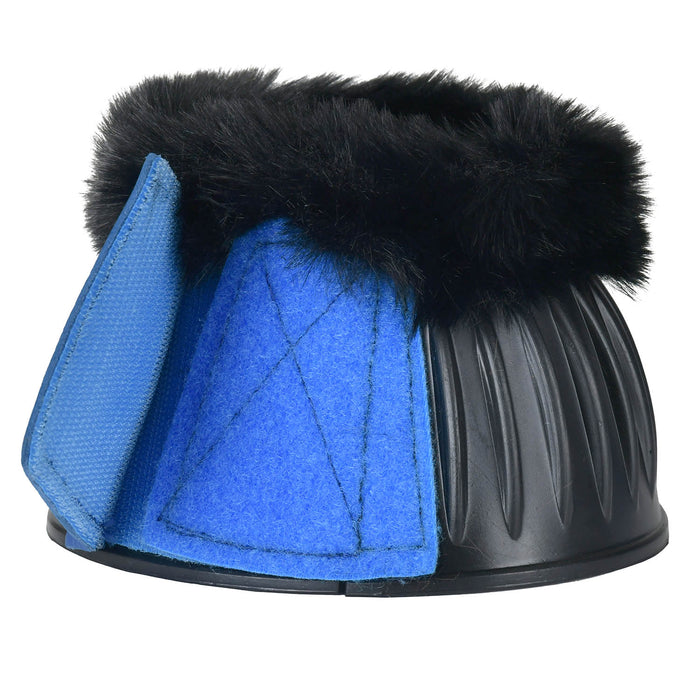 WeatherBeeta Tough - Tec Prime Fleece Trim Rubber Bell Boots for Horses - KOAEC - Black/Cobalt - Small - 2 ct - 26