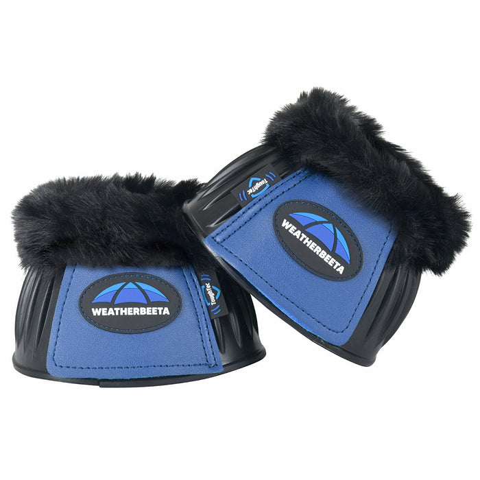 WeatherBeeta Tough - Tec Prime Fleece Trim Rubber Bell Boots for Horses - KOAEC - Black/Cobalt - Small - 2 ct - 25