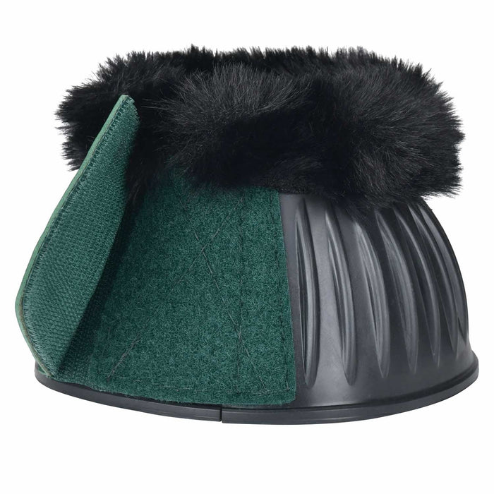 WeatherBeeta Tough - Tec Prime Fleece Trim Rubber Bell Boots for Horses - KOAEF - Black/Forest Green - Small - 2 ct - 31