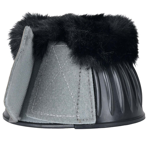 WeatherBeeta Tough - Tec Prime Fleece Trim Rubber Bell Boots for Horses - KOAEM - Black/Grey - Small - 2 ct - 2