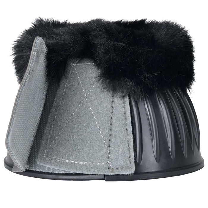 WeatherBeeta Tough - Tec Prime Fleece Trim Rubber Bell Boots for Horses - KOAEM - Black/Grey - Small - 2 ct - 2
