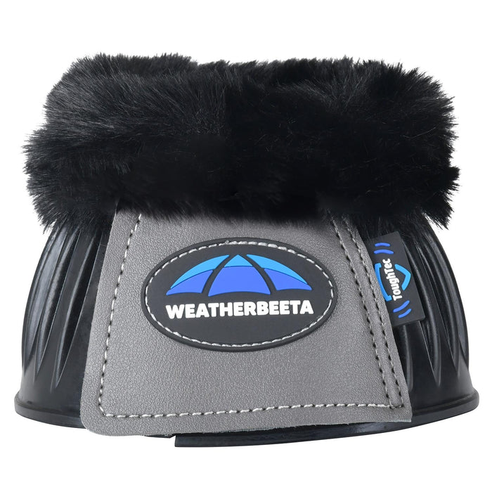 WeatherBeeta Tough - Tec Prime Fleece Trim Rubber Bell Boots for Horses - KOAEM - Black/Grey - Small - 2 ct - 3