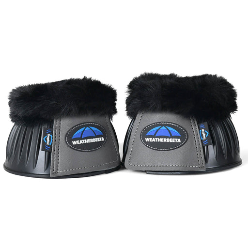 WeatherBeeta Tough - Tec Prime Fleece Trim Rubber Bell Boots for Horses - KOAEM - Black/Grey - Small - 2 ct - 1