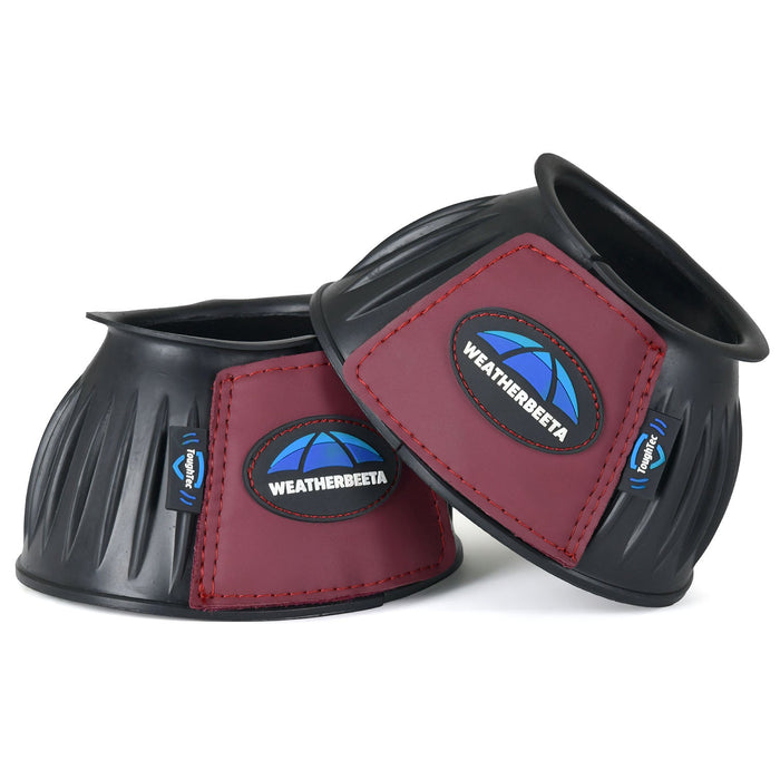 WeatherBeeta Tough - Tec Prime Rubber Bell Boots for Horses - KOADE - Black/Burgundy - Small - 2 ct - 11