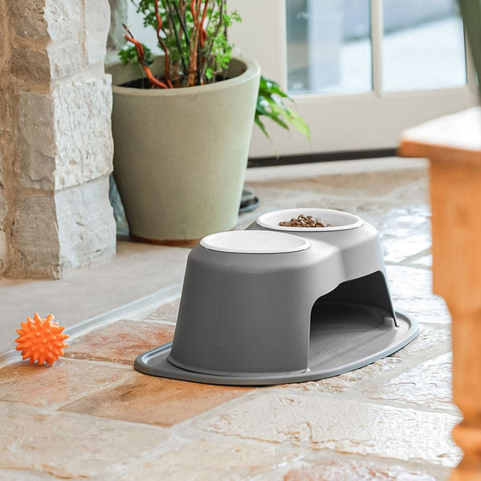 WeatherTech Double High Pet Feeding System, Plastic Bowl - WTD2D - Dark Grey - 8" High, 8 oz - 4