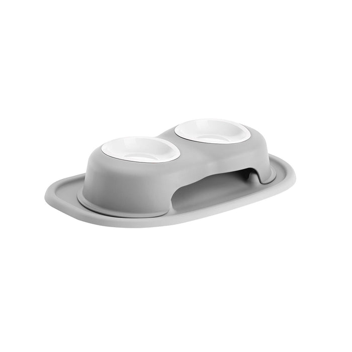 WeatherTech Double High Pet Feeding System, Plastic Bowl - WTD2E - Light Grey - 8" High, 8 oz - 8