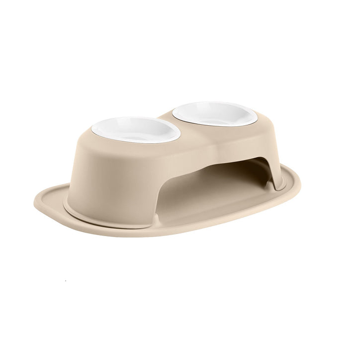 WeatherTech Double High Pet Feeding System, Plastic Bowl - WTD2M - Tan - 6" High, 32 oz - 15