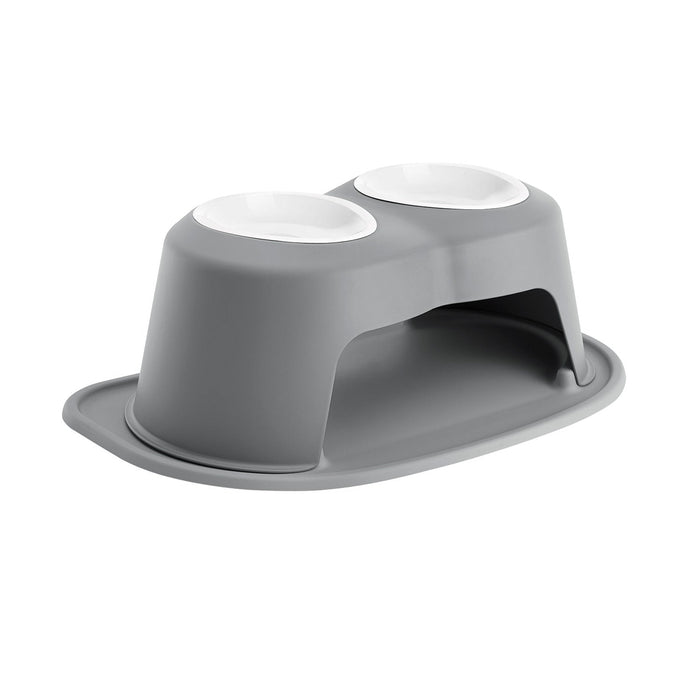 WeatherTech Double High Pet Feeding System, Plastic Bowl - WTD2N - Dark Grey - 8" High, 32 oz - 16