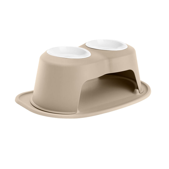 WeatherTech Double High Pet Feeding System, Plastic Bowl - WTD2Q - Tan - 8" High, 32 oz - 18