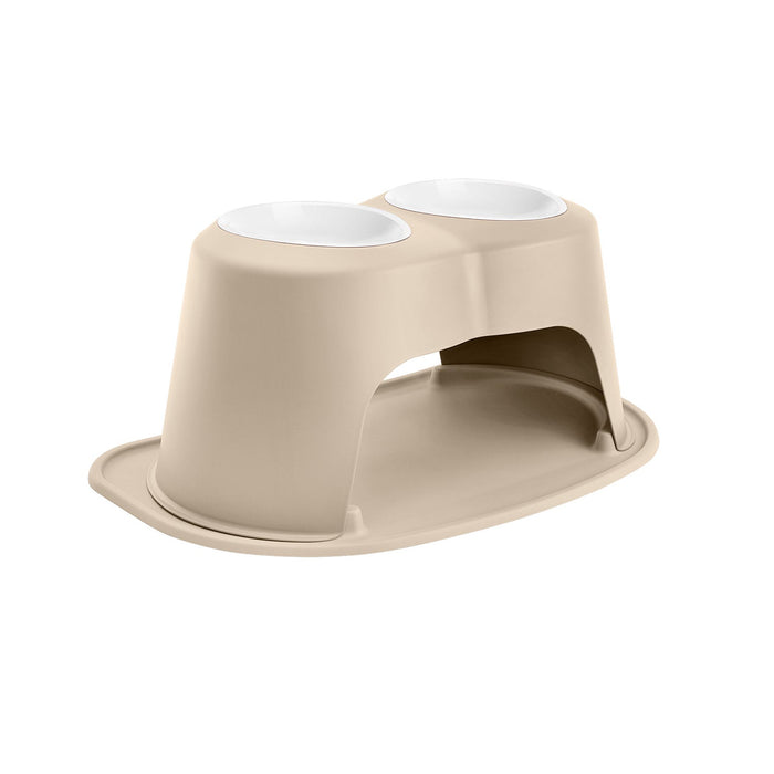 WeatherTech Double High Pet Feeding System, Plastic Bowl - WTD2T - Tan - 10" High, 64 oz - 21