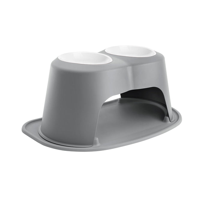 WeatherTech Double High Pet Feeding System, Plastic Bowl - WTD2U - Dark Grey - 12" High, 64 oz - 22