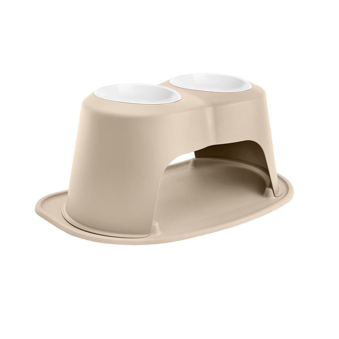 WeatherTech Double High Pet Feeding System, Plastic Bowl - WTD2W - Tan - 12" High, 64 oz - 24