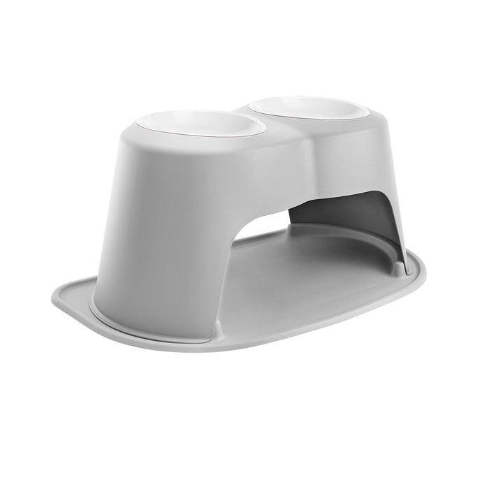WeatherTech Double High Pet Feeding System, Plastic Bowl - WTD2Y - Light Grey - 14" High, 96 oz - 26