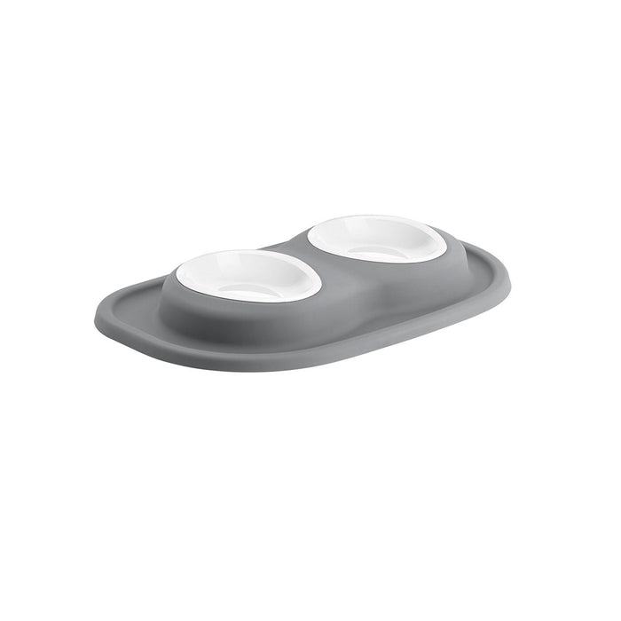 WeatherTech Double Low Pet Feeding System, Plastic Bowls - WTD32 - Dark Grey - 8 oz - 1