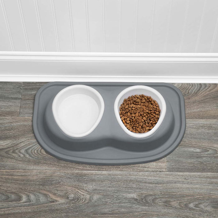 WeatherTech Double Low Pet Feeding System, Plastic Bowls - WTD32 - Dark Grey - 8 oz - 5