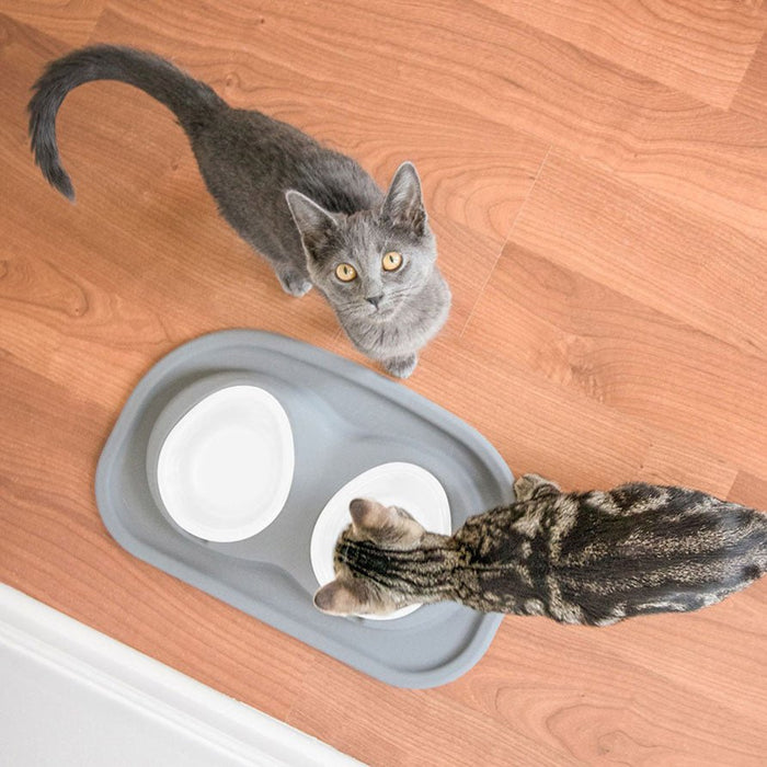 WeatherTech Double Low Pet Feeding System, Plastic Bowls - WTD32 - Dark Grey - 8 oz - 3