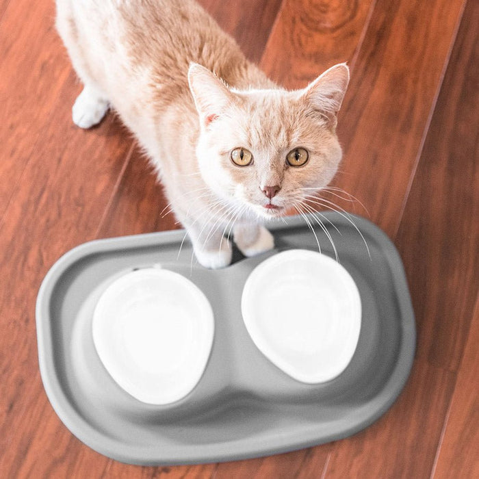WeatherTech Double Low Pet Feeding System, Plastic Bowls - WTD32 - Dark Grey - 8 oz - 2