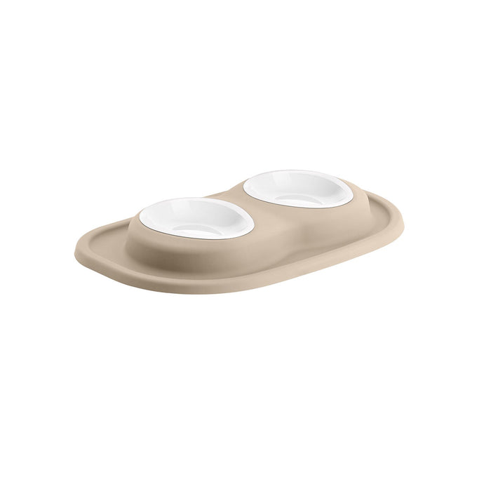 WeatherTech Double Low Pet Feeding System, Plastic Bowls - WTD34 - Tan - 8 oz - 9