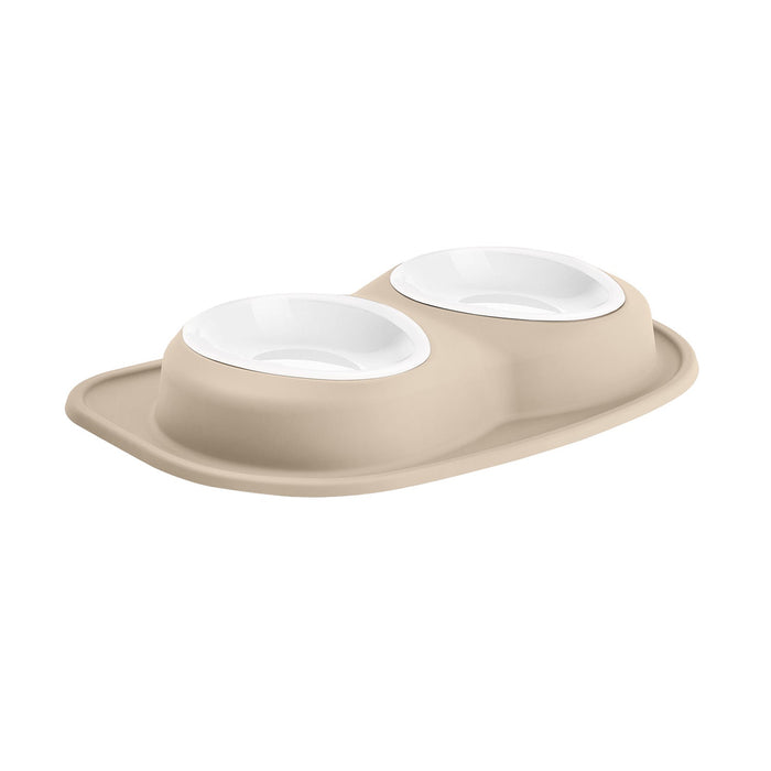 WeatherTech Double Low Pet Feeding System, Plastic Bowls - WTD3D - Tan - 64 oz - 18