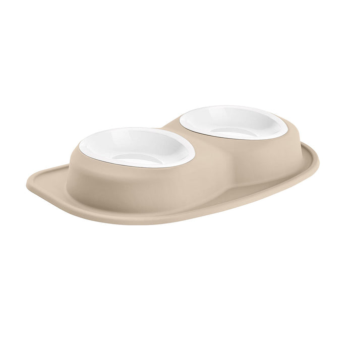 WeatherTech Double Low Pet Feeding System, Plastic Bowls - WTD3G - Tan - 96 oz - 21